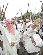 Laskar Jihad militants protesting